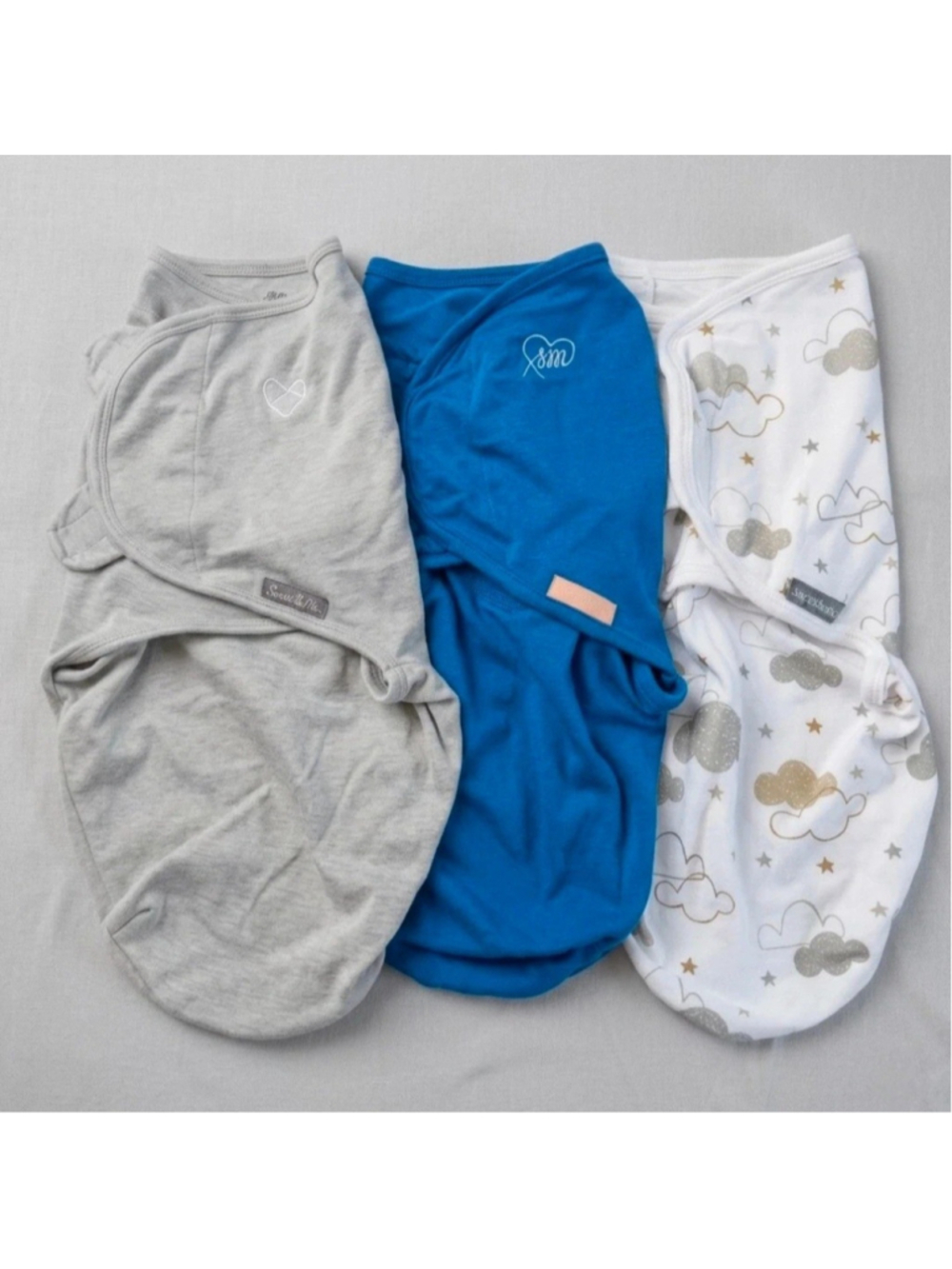 Newborn Baby SwaddleMe Bundle of 3 Swaddles 0-3 Months Multicolor, Blue, Grey